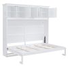 Queen Size Murphy Bed Wall Bed with Top Cabinets,White