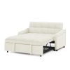 Loveseats Sofa Bed with Pull-out Bed,Adjsutable Back and Two Arm Pocket,TypeC and USB Charging with Copper nail,Beige (47"x53"x31")