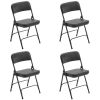 4 Pack Metal Folding Chairs with Padded Seat and Back, for Home and Office, Indoor and Outdoor Events Party Wedding, Black