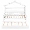 Wooden Twin Size House Bed with Trundle,Kids Bed with Shelf, White