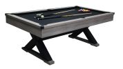 84" Pool Table with Billiard Balls, Cues, Pool Cue Chalk, Cleaning Brush, X-Legs, Black Cloth, Rustic Grey,84.1"L x 46.5"W x 32"H