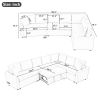 124.8"L-shaped Sofa Convertible Sofa Bed Pull Out Sofa Sleeper with Two Back Pillows, Two USB Ports and Two Power Sockets for Living Room, Gray (Old S