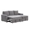 U_STYLE Soft Upholstered Sectional Sofa Bed with Storage Space, Suitable for Living Rooms and Apartments.