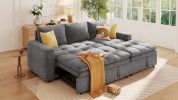 U_STYLE Soft Upholstered Sectional Sofa Bed with Storage Space, Suitable for Living Rooms and Apartments.