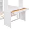 Twin size Loft Bed with a Stand-alone bed, Shelves,Desk,and Wardrobe-White