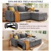 U_STYLE Soft Upholstered Sectional Sofa Bed with Storage Space, Suitable for Living Rooms and Apartments.