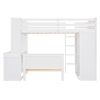 Twin size Loft Bed with a Stand-alone bed, Shelves,Desk,and Wardrobe-White