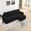 Modular Corduroy Upholstered 3 Seater Sofa Bed with Storage for Home Apartment Office Living Room, Free Combination, L Shaped , Black