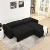 Modular Corduroy Upholstered 3 Seater Sofa Bed with Storage for Home Apartment Office Living Room, Free Combination, L Shaped , Black