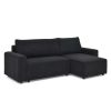 Modular Corduroy Upholstered 3 Seater Sofa Bed with Storage for Home Apartment Office Living Room, Free Combination, L Shaped , Black