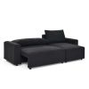 Modular Corduroy Upholstered 3 Seater Sofa Bed with Storage for Home Apartment Office Living Room, Free Combination, L Shaped , Black