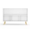 Kids bookcase with Collapsible Fabric Drawers, Children's Book Display, Toy Storage Cabinet Organizer, White+Gray