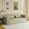 3 in 1 Pull-Out Bed Sleeper, Modern Upholstered 3 Seats Lounge Sofa & Couches with Rolled Arms Decorated with Copper Nails , Convertible Futon 3 Seats