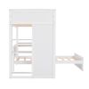 Twin size Loft Bed with a Stand-alone bed, Shelves,Desk,and Wardrobe-White