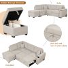 87.4" Sleeper Sofa Bed,2 in 1 Pull Out sofa bed L Shape Couch with Storage Ottoman for Living Room,Bedroom Couch and Small Apartment, Beige