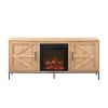 Modern Farmhouse Barn Door Fireplace TV Stand for TVs up to 65 inches ‚Äì Coastal Oak