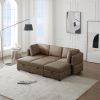 Modular Sectional Sofa Couch Bed with Storage 6 Seater, Sleeper Sofa Bed Couch with Reversible Chaise Ottomans, Adjustable Arms and Backs - Brown