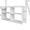 Full Size Loft Bed with U-shaped Desk, Drawers and Storage Shelves, White