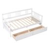 Twin Size Daybed Wood Bed with Two Drawers,White