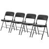 4 Pack Metal Folding Chairs with Padded Seat and Back, for Home and Office, Indoor and Outdoor Events Party Wedding, Black