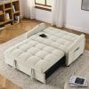 Loveseats Sofa Bed with Pull-out Bed,Adjsutable Back and Two Arm Pocket,TypeC and USB Charging with Copper nail,Beige (47"x53"x31")