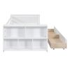 Twin Size Daybed with Shelves and Drawers, White