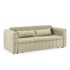 3 in 1 Pull-Out Bed Sleeper, Modern Upholstered 3 Seats Lounge Sofa & Couches with Rolled Arms Decorated with Copper Nails , Convertible Futon 3 Seats