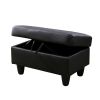 Black Faux Leather 3-Piece Couch Living Room Sofa Set A