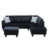 Midnight Blue Microfiber 3-Piece Living Room Sofa Set B