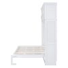 Queen Size Murphy Bed Wall Bed with Top Cabinets,White