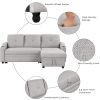 80.3" Orisfur. Pull Out Sofa Bed Modern Padded Upholstered Sofa Bed , Linen Fabric 3 Seater Couch with Storage Chaise and Cup Holder , Small Couch for