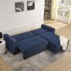 Modular Corduroy Upholstered 3 Seater Sofa Bed with Storage for Home Apartment Office Living Room, Free Combination, L Shaped , Blue