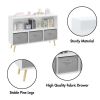 Kids bookcase with Collapsible Fabric Drawers, Children's Book Display, Toy Storage Cabinet Organizer, White+Gray