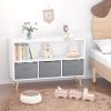 Kids bookcase with Collapsible Fabric Drawers, Children's Book Display, Toy Storage Cabinet Organizer, White+Gray