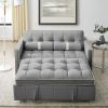 Modern 55.5" Pull Out Sleep Sofa Bed 2 Seater Loveseats Sofa Couch with side pockets, Adjsutable Backrest and Lumbar Pillows for Apartment Office Livi