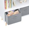 Kids bookcase with Collapsible Fabric Drawers, Children's Book Display, Toy Storage Cabinet Organizer, White+Gray