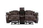 Oportuna - Dual Power Console Loveseat - Dark Brown