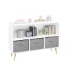 Kids bookcase with Collapsible Fabric Drawers, Children's Book Display, Toy Storage Cabinet Organizer, White+Gray