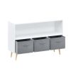 Kids bookcase with Collapsible Fabric Drawers, Children's Book Display, Toy Storage Cabinet Organizer, White+Gray