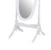 Traditional Queen Anna Style Wood Floor Cheval Mirror, White Finish