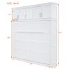 Queen Size Murphy Bed Wall Bed with Top Cabinets,White