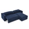 Modular Corduroy Upholstered 3 Seater Sofa Bed with Storage for Home Apartment Office Living Room, Free Combination, L Shaped , Blue