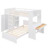 Twin size Loft Bed with a Stand-alone bed, Shelves,Desk,and Wardrobe-White