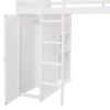 Twin size Loft Bed with a Stand-alone bed, Shelves,Desk,and Wardrobe-White