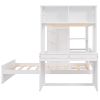 Twin size Loft Bed with a Stand-alone bed, Shelves,Desk,and Wardrobe-White