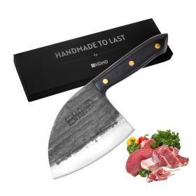 HDMD Cleaver Knife Meat Cleaver Knife For Meat Cutting, Real Hand Forged Knife High Carbon Steel Knife, Butchers Knife Meat Knife For Home And Outdoor (Option: Serbian Chefs Knife)