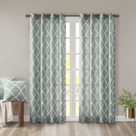 Fretwork Print Grommet Top Window Curtain Panel(Only 1 Pc Panel) (Color: as Pic)