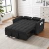 Modern Velvet Loveseat Futon Sofa Couch w/Pullout Bed,Small Love Seat Lounge Sofa w/Reclining Backrest,Toss Pillows, Pockets,Furniture for Living Room