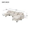 [VIDEO provided] [New] 133*65" Corduroy Modular Sectional Sofa,U Shaped Couch with Armrest Bags,6 Seat Freely Combinable Sofa Bed,Comfortable and Spac