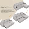 Pull Out Sofa Bed Modern Padded Upholstered Sofa Bed ; Linen Fabric 3 Seater Couch with Storage Chaise and Cup Holder ; Small Couch for Small Spaces